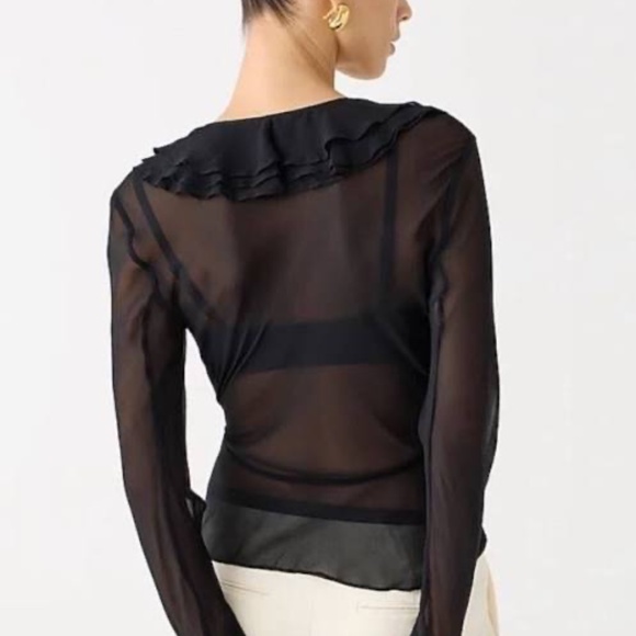 NWT J. Crew Ruffle Wrap Top in Dark Floral Chiffon Blend - 6 - Picture 7 of 7